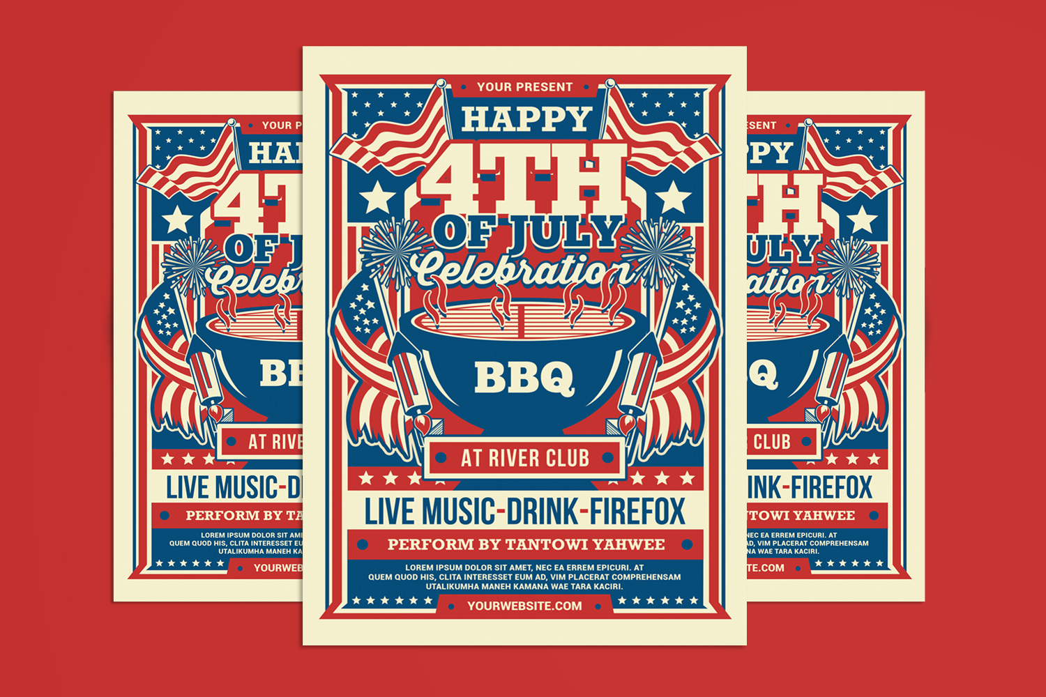 4th of July Celebration BBQ Party flyer Tempate