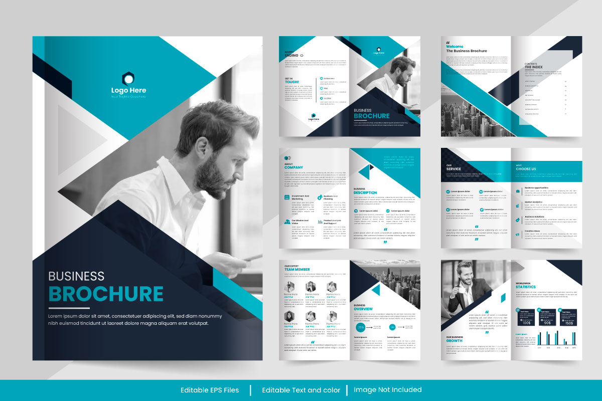 business brochure template layout design, 12 page corporate brochure editable template layout
