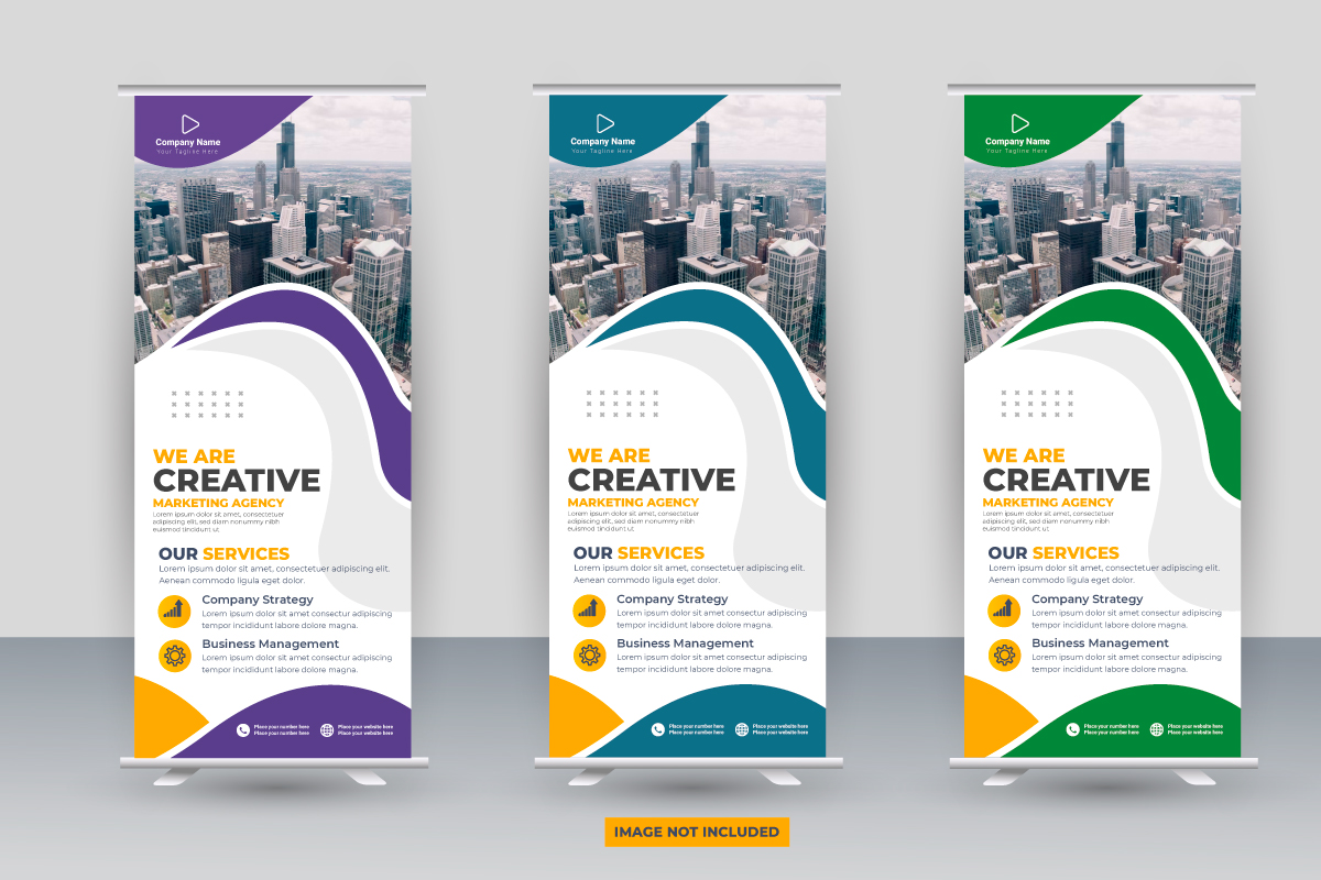 Corporate x banner pull up roll up banner standee template with creative shapes and idea