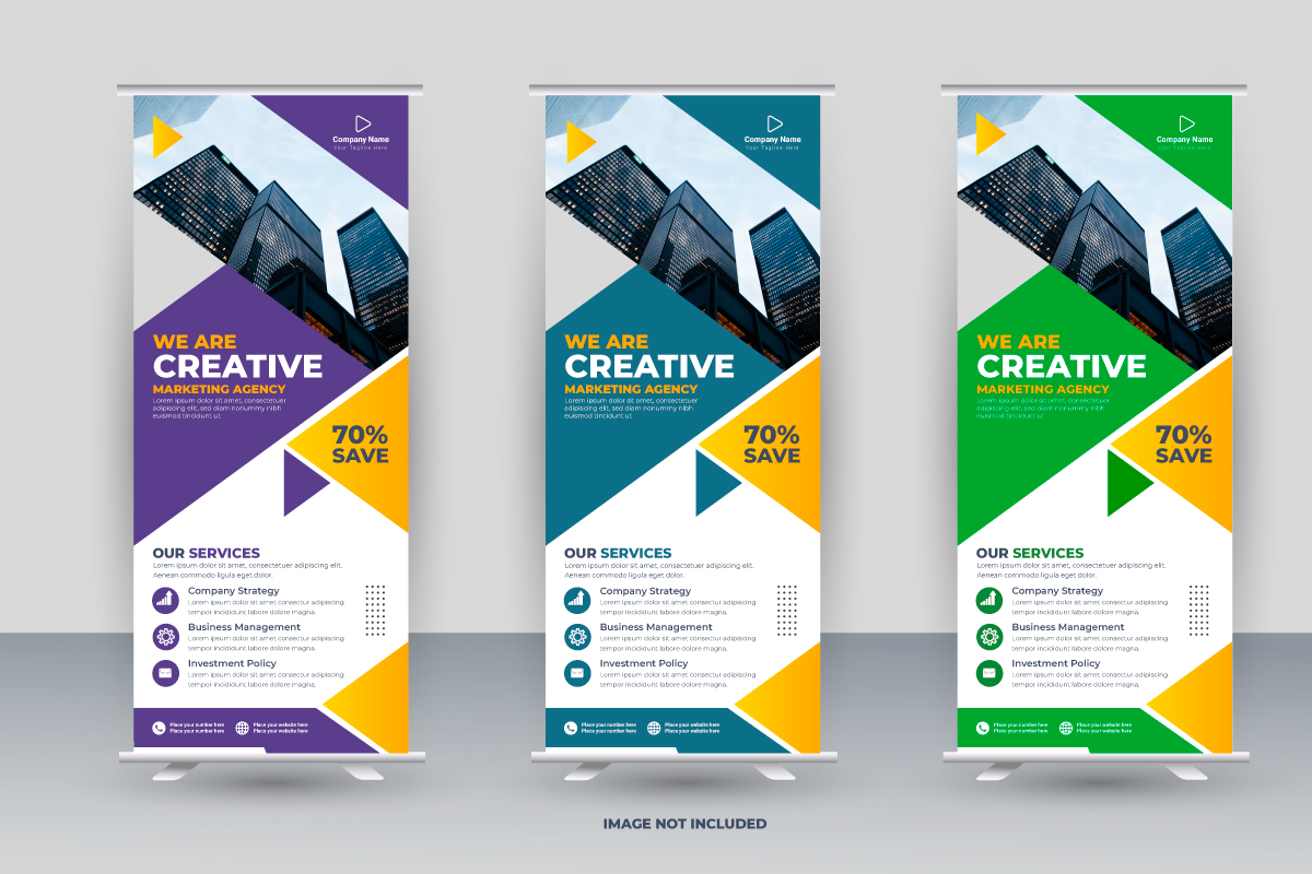 Vector corporate x banner pull up roll up banner standee template creative shapes and idea