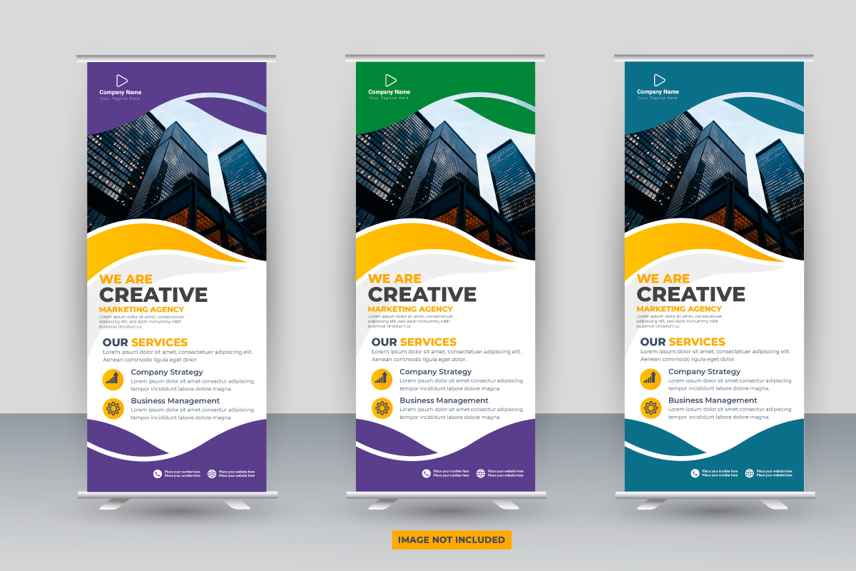 Vector corporate x banner pull up roll up banner standee template with  shapes and idea