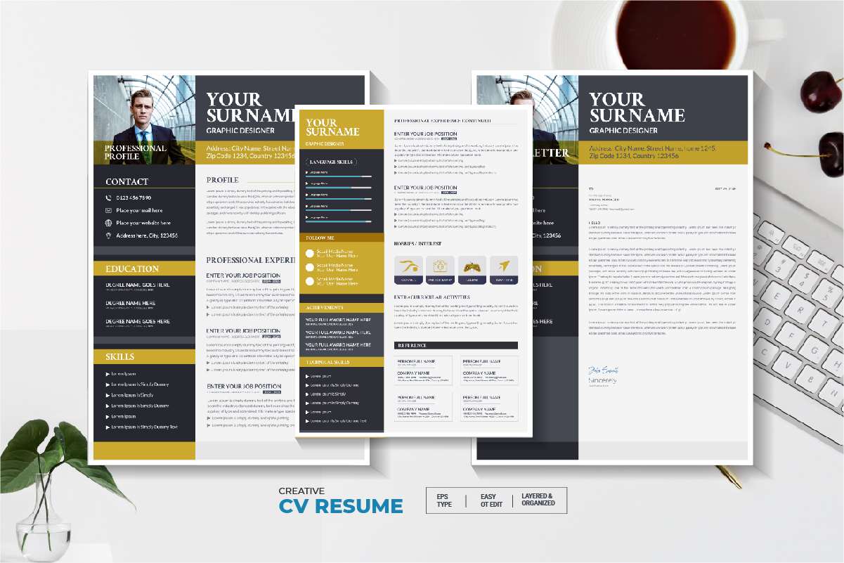 Modern CV or Resume Template with Cover Letter
