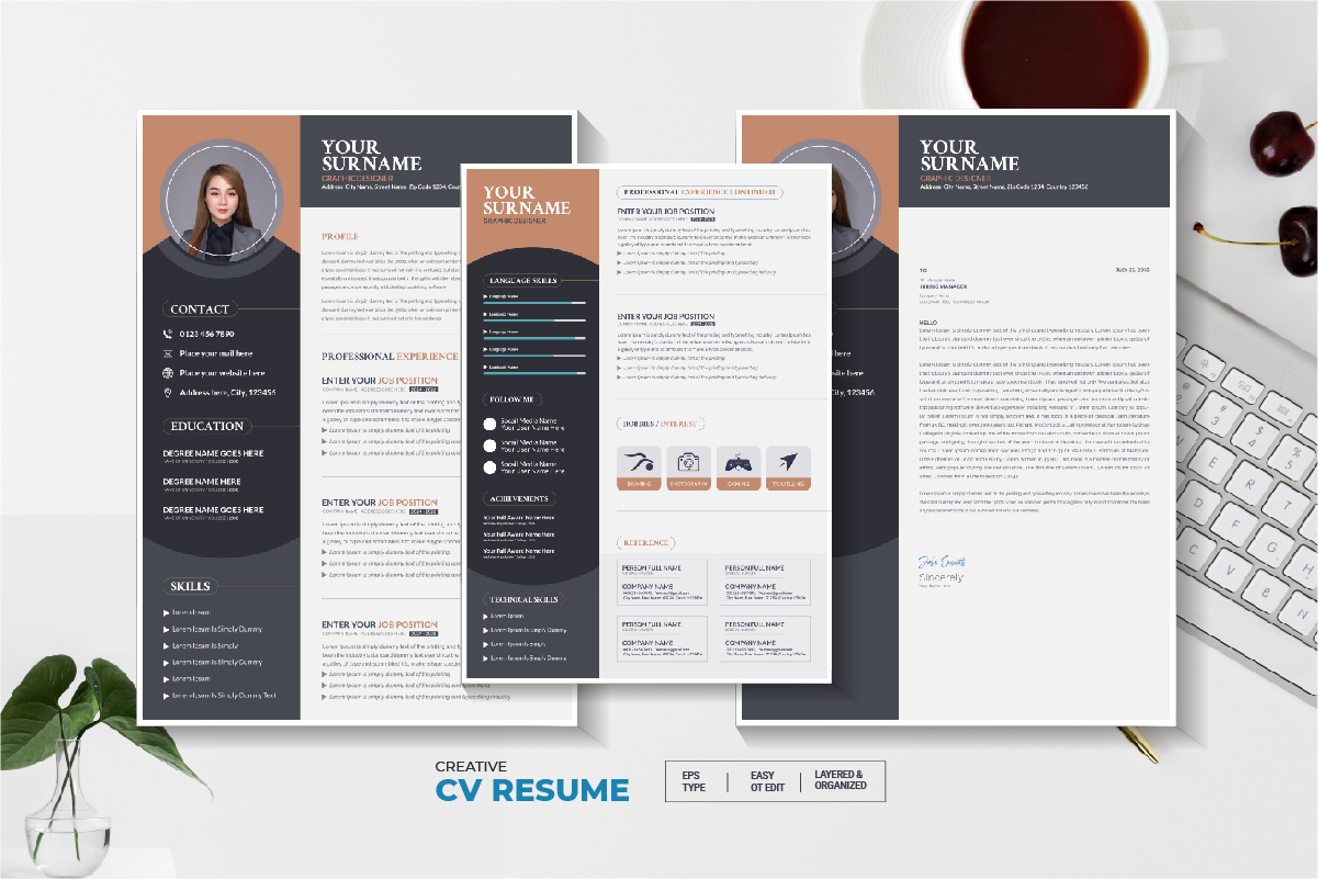 Modern CV or Resume Template design with Cover Letter