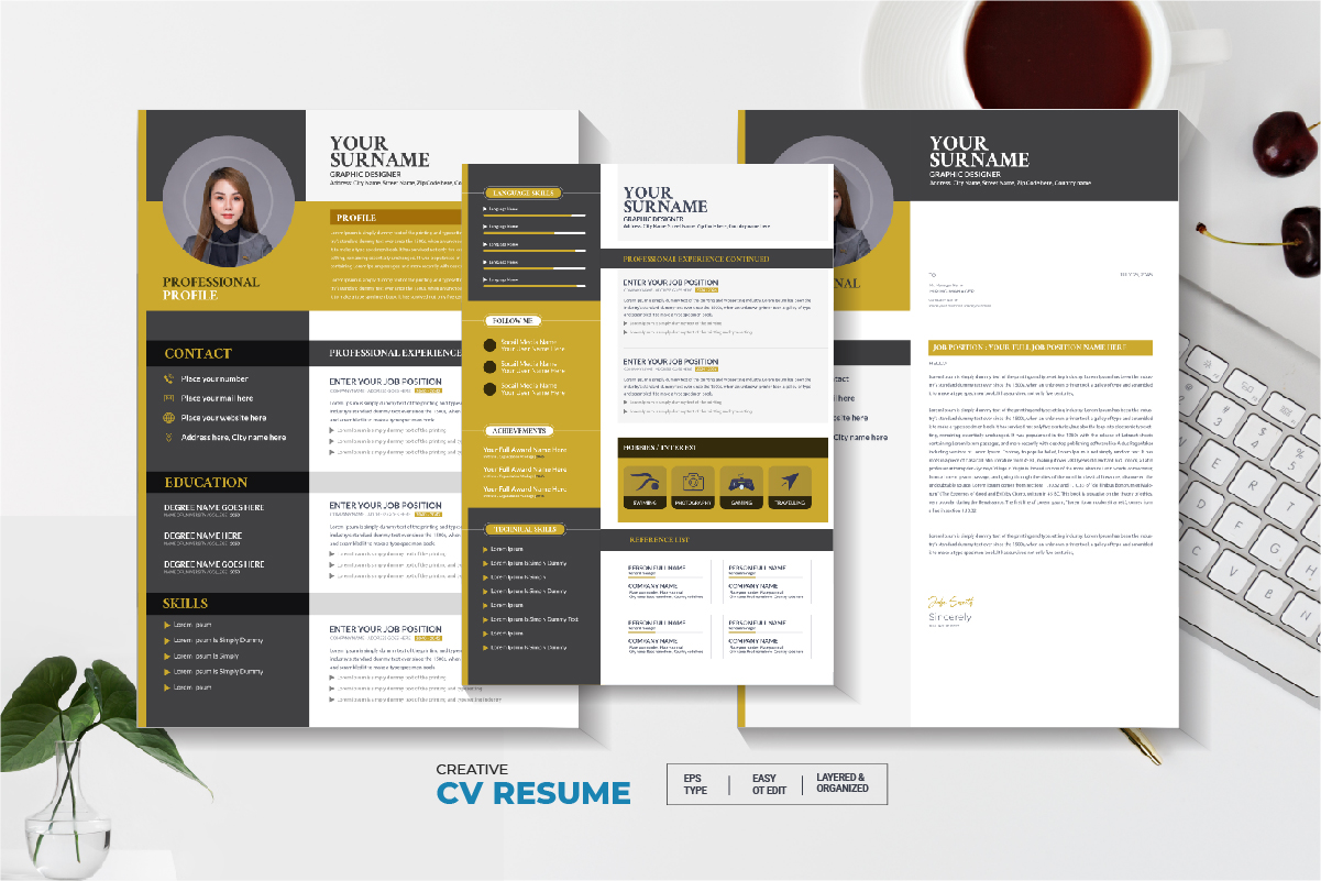 Modern CV or Resume design Template with Cover Letter