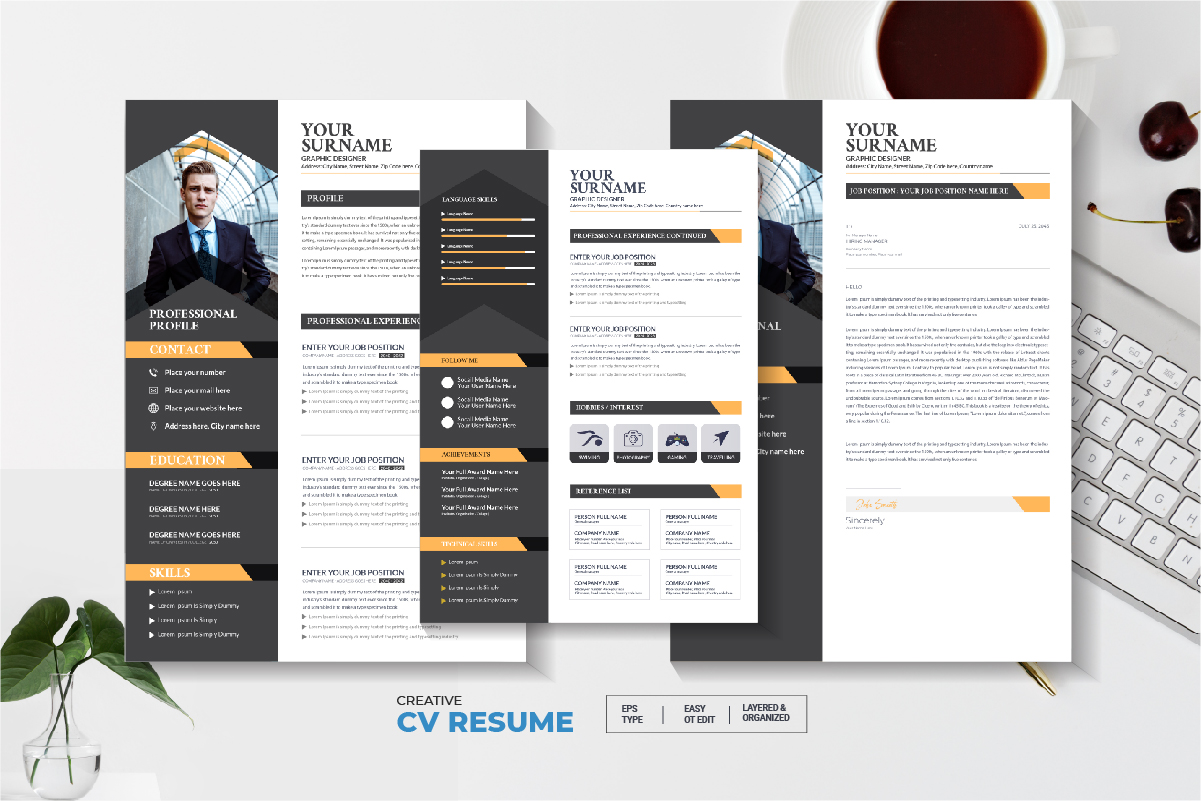 Creative Editable Resume idea Cv Template with cover letter