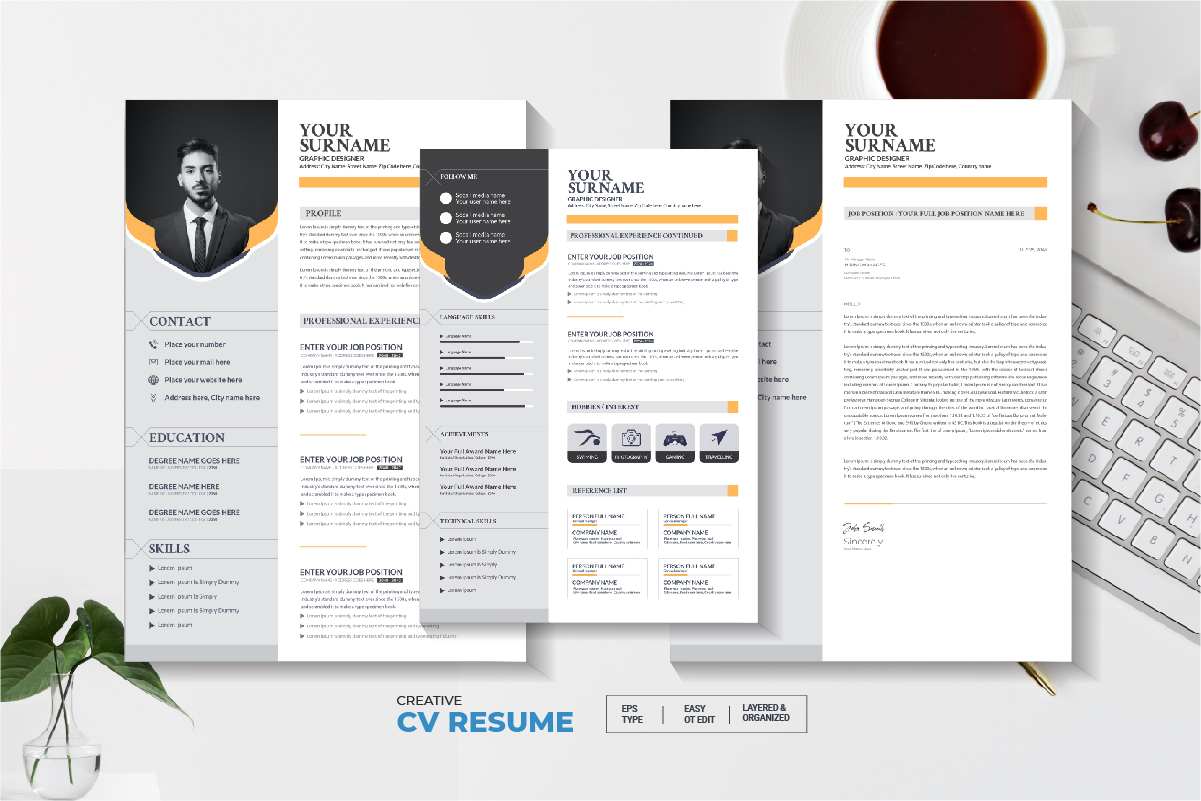 CV/Resume Template design with Cover Letter