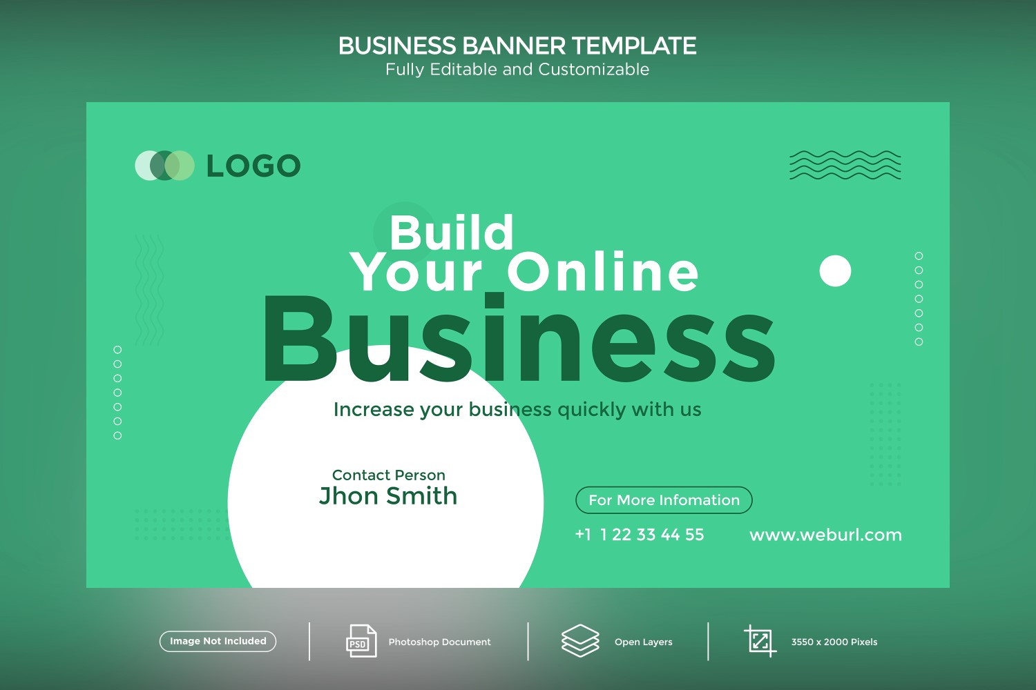 Build Your Online Business Banner A Green and White Color  Design Template