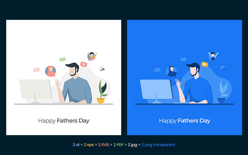 Happy Fathers Day - Banner Template for Social Media
