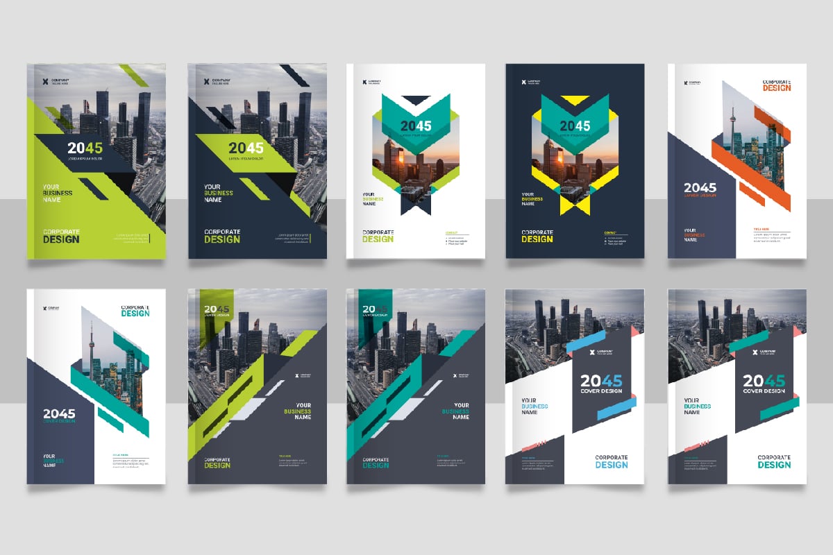 Modern corporate business book cover design set template