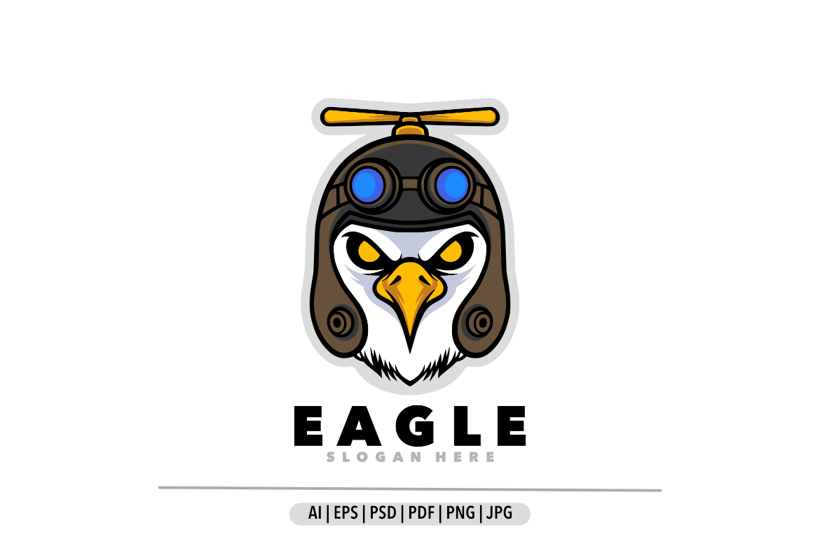 Eagle pilot mascot logo template