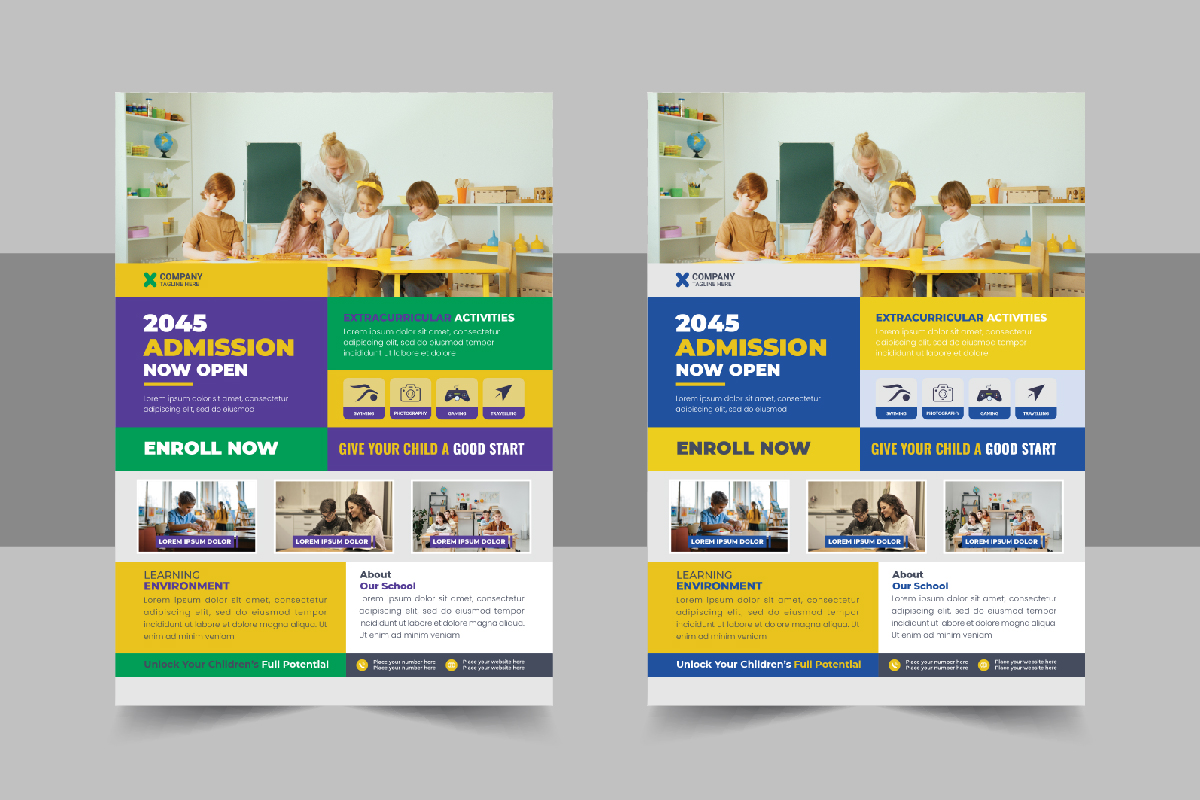 School Admission Flyer Or Back To School Poster Template