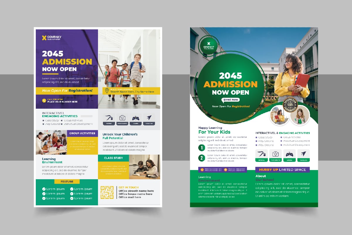 Modern School Admission Flyer Or Back To School Poster Template