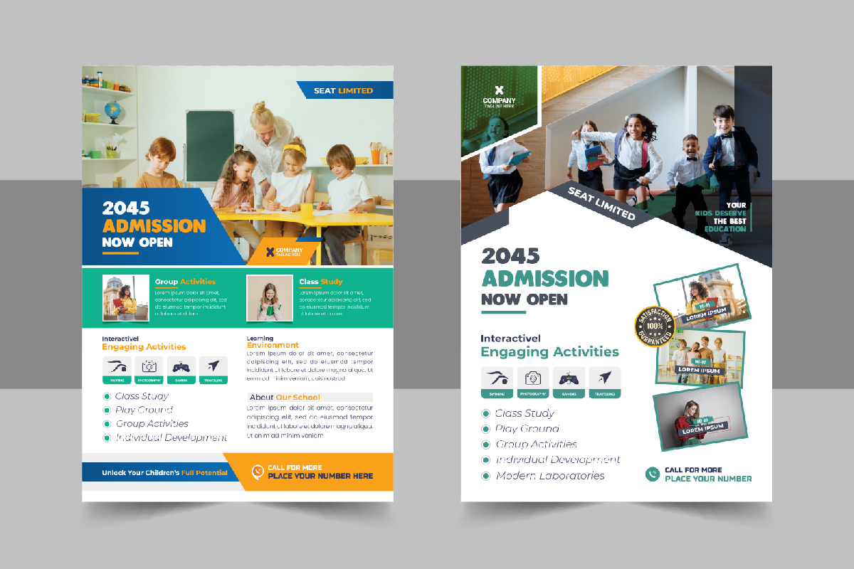 Modern School Admission Flyer Or Back To School Poster Template Design