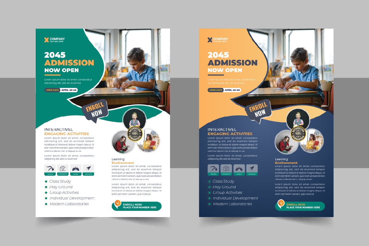 School Admission Flyer Or Back To School Poster Template Design Layout