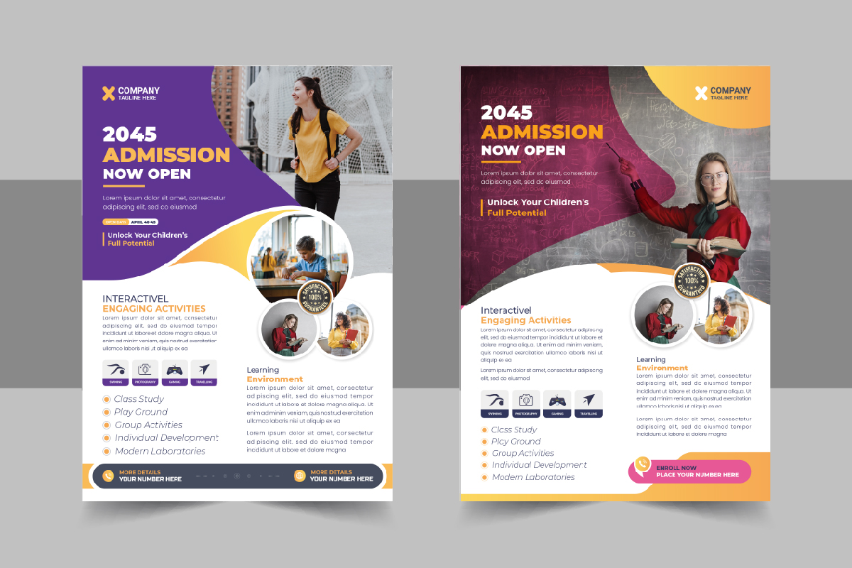 School Admission Flyer Poster Template or Back To School Poster Template
