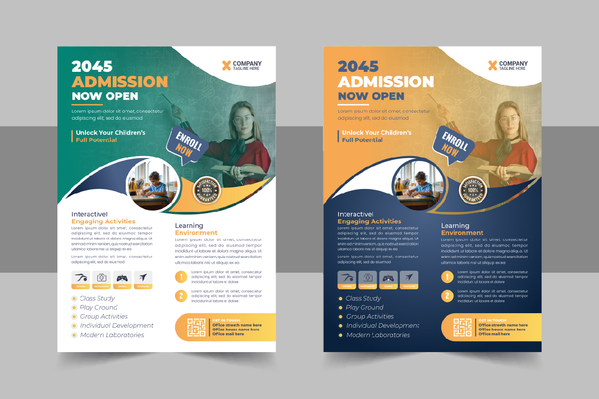 Modern School Admission Flyer Poster Template or Back To School Poster Template