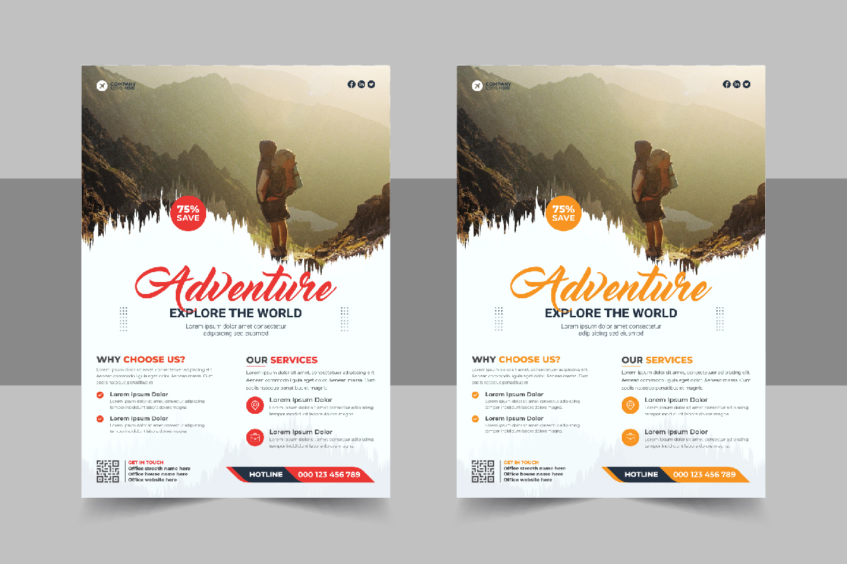 Modern travel holiday flyer design and brochure cover page template