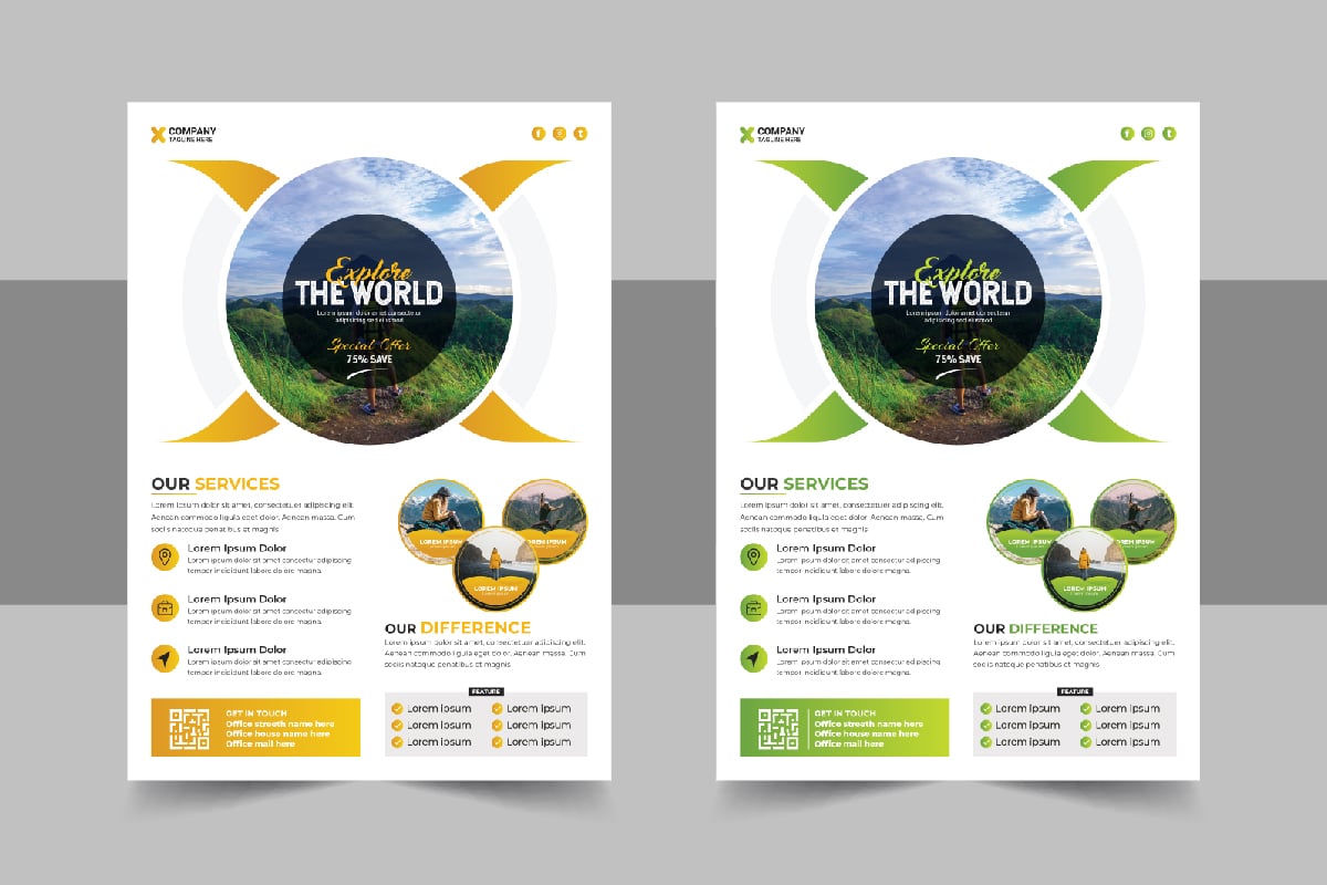 Travel holiday flyer design and brochure cover page template