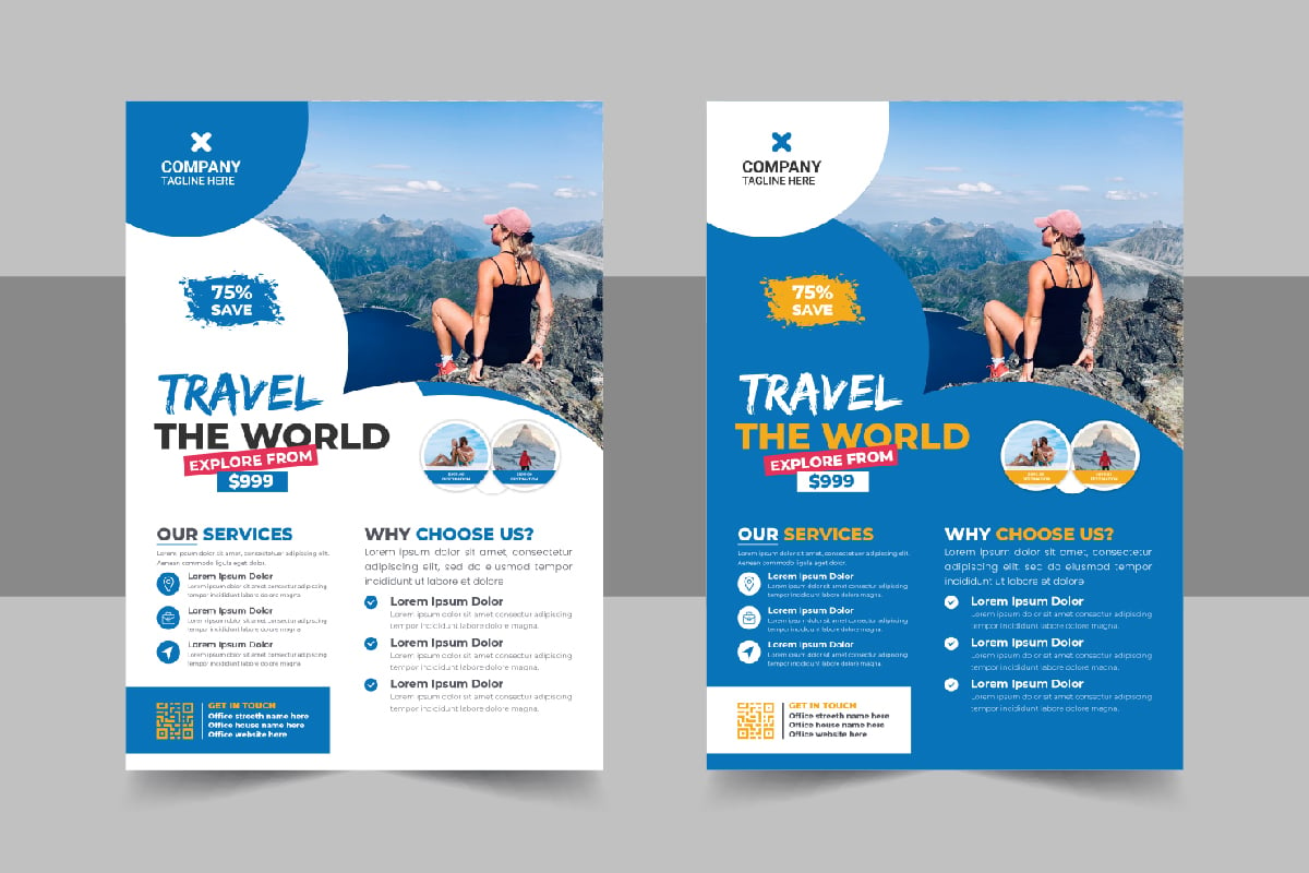 Travel flyer design or brochure cover page design template