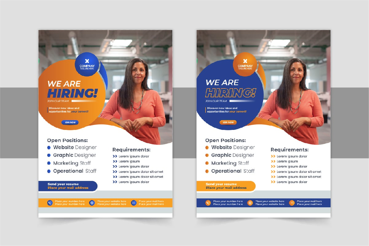 We are hiring flyer design or Job vacancy leaflet flyer template