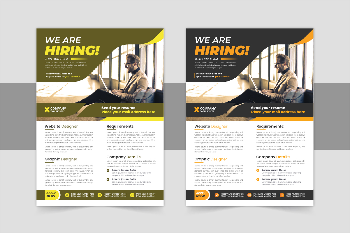 Corporate hiring flyer design or Job vacancy leaflet flyer design layout