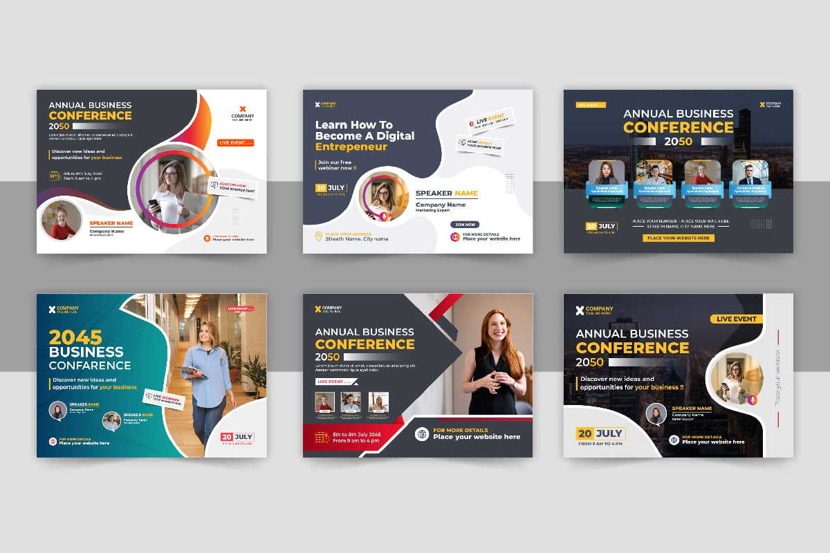 Creative horizontal Business Conference flyer design layout