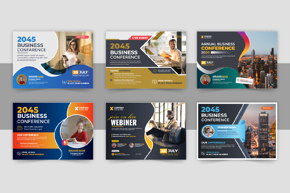 Horizontal Business Conference flyer design layout template