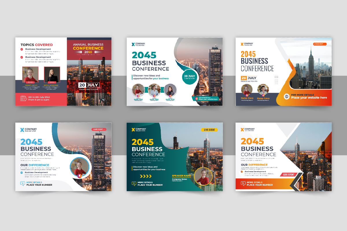 Creative Horizontal Business Conference flyer design layout template