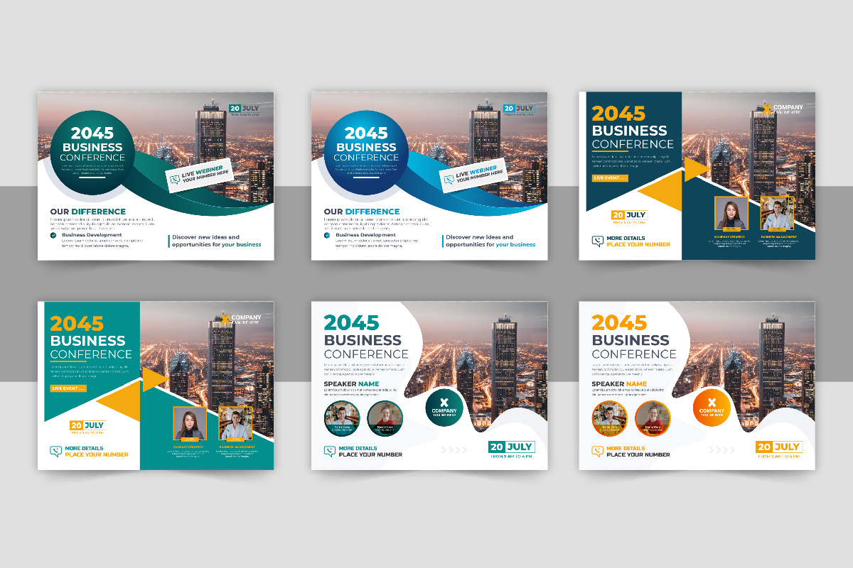 Modern Horizontal Business Conference flyer design layout template