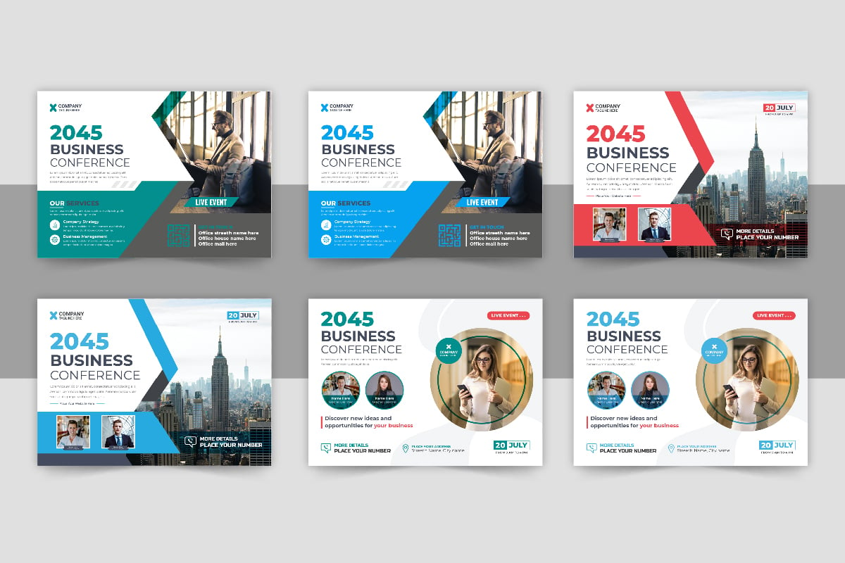 Corporate horizontal business conference flyer template