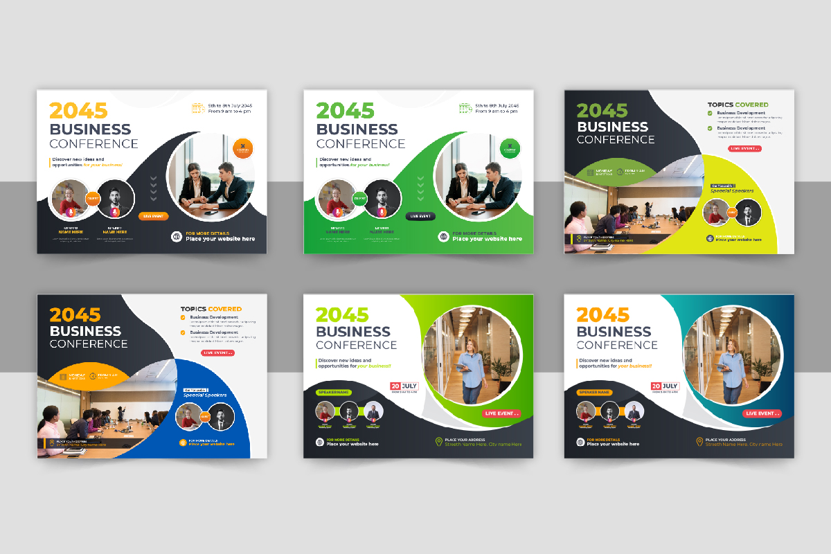 Modern Horizontal Conference flyer design template