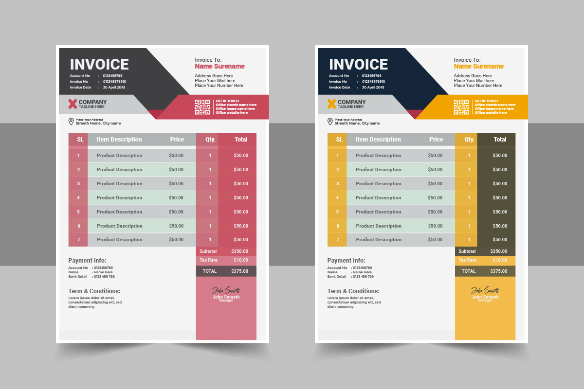 Invoice design template Layout