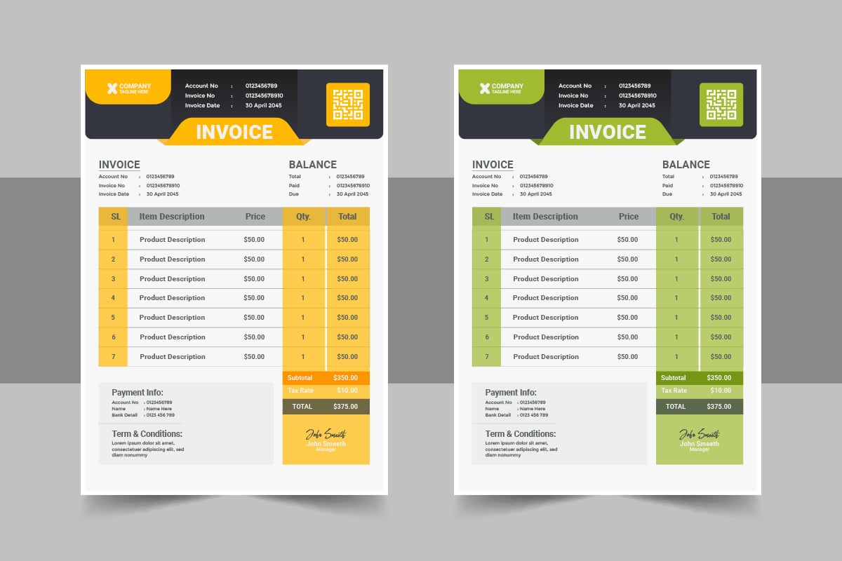 Creative invoice design template layout