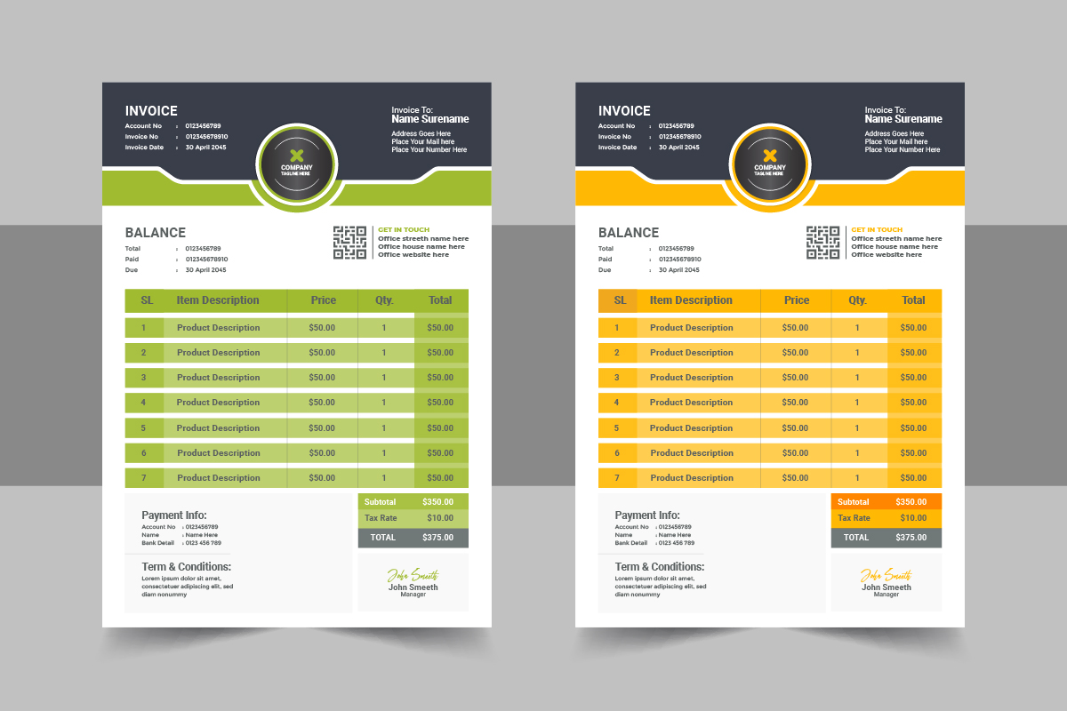 Invoice design template layout Concept