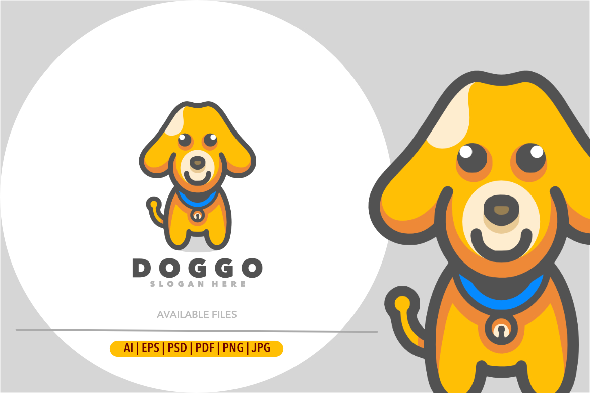 Dog cute cartoon logo template design