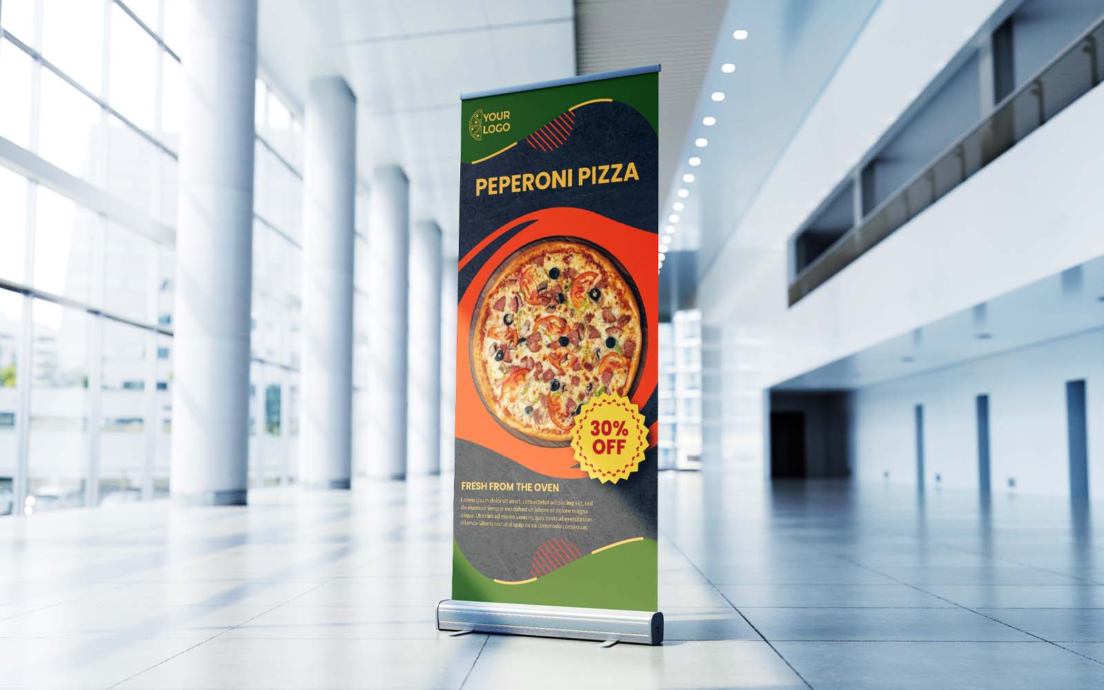 Peperoni Pizza  Fresh Food Corporate Roll Up Banner, X Banner, Standee, Pull Up Design