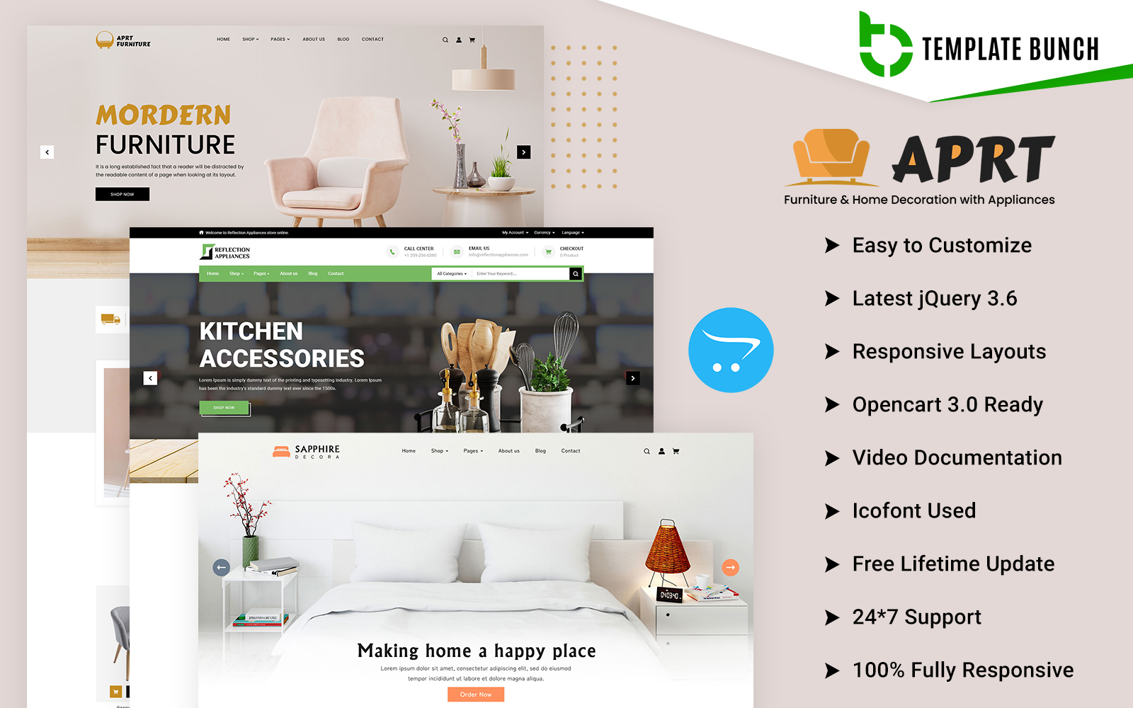 Aprt - Furniture and Decora with Home Appliance - Responsive Opencart 3.0.3.9 Ecommerce theme