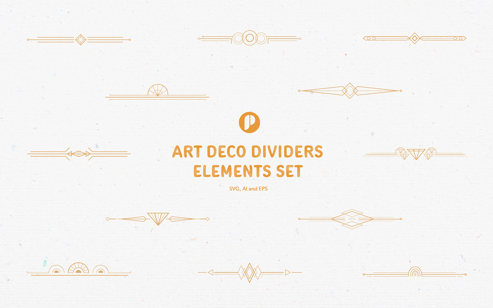 Golden Brown Art Deco Dividers Elements Set