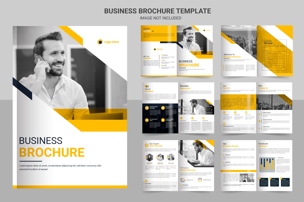 Business brochure template layout design,minimal business brochure yellow template design,