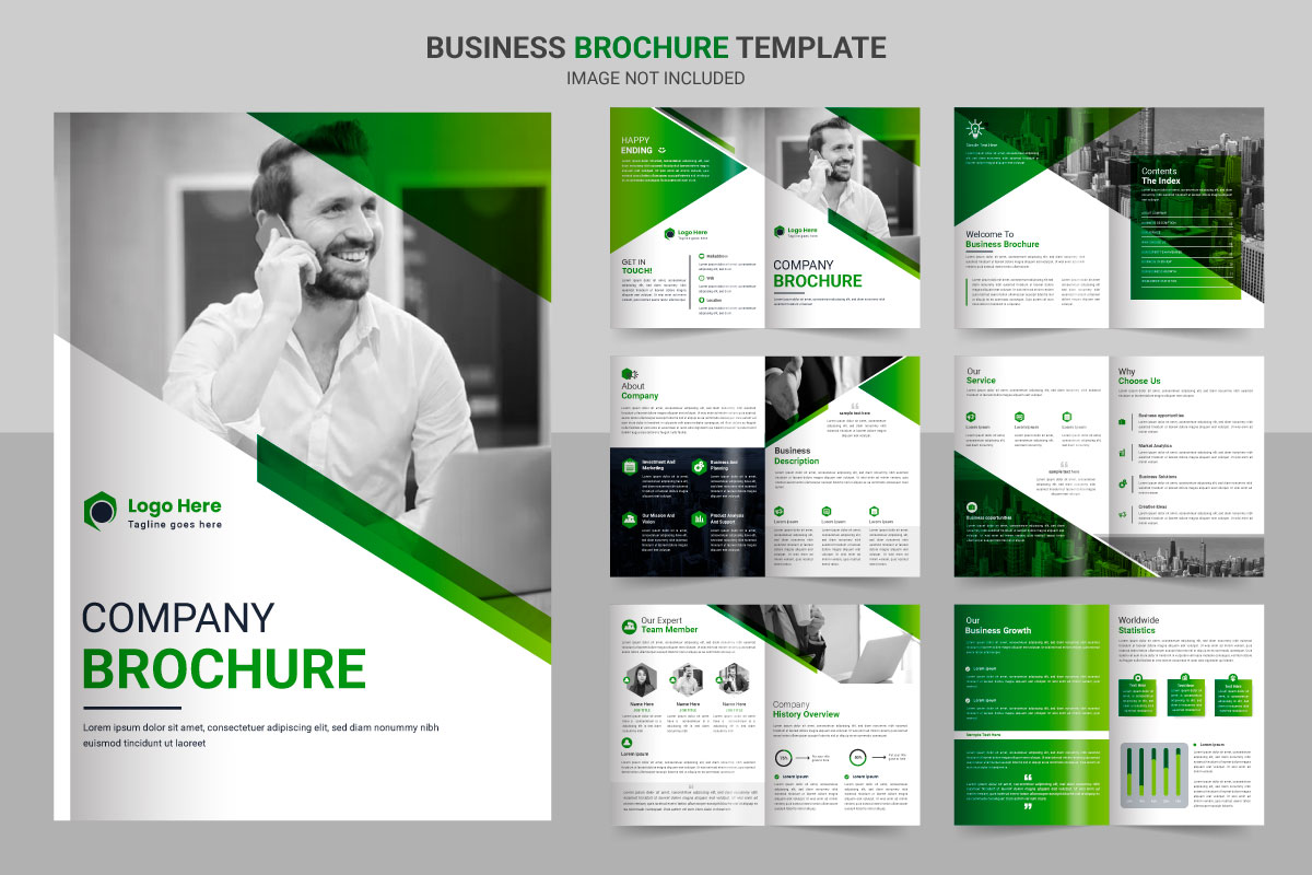 Business brochure template layout design,minimal business green brochure template design