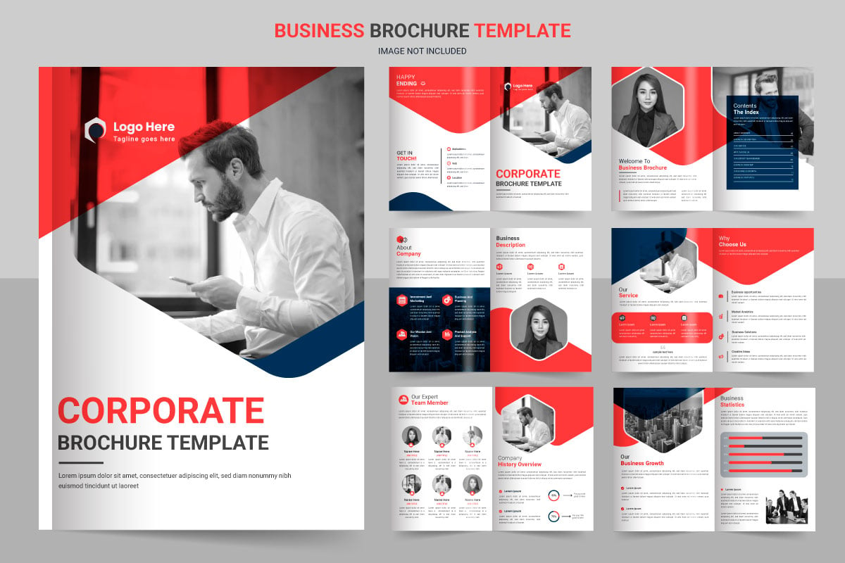 Business brochure template layout design,minimal business brochure red template design