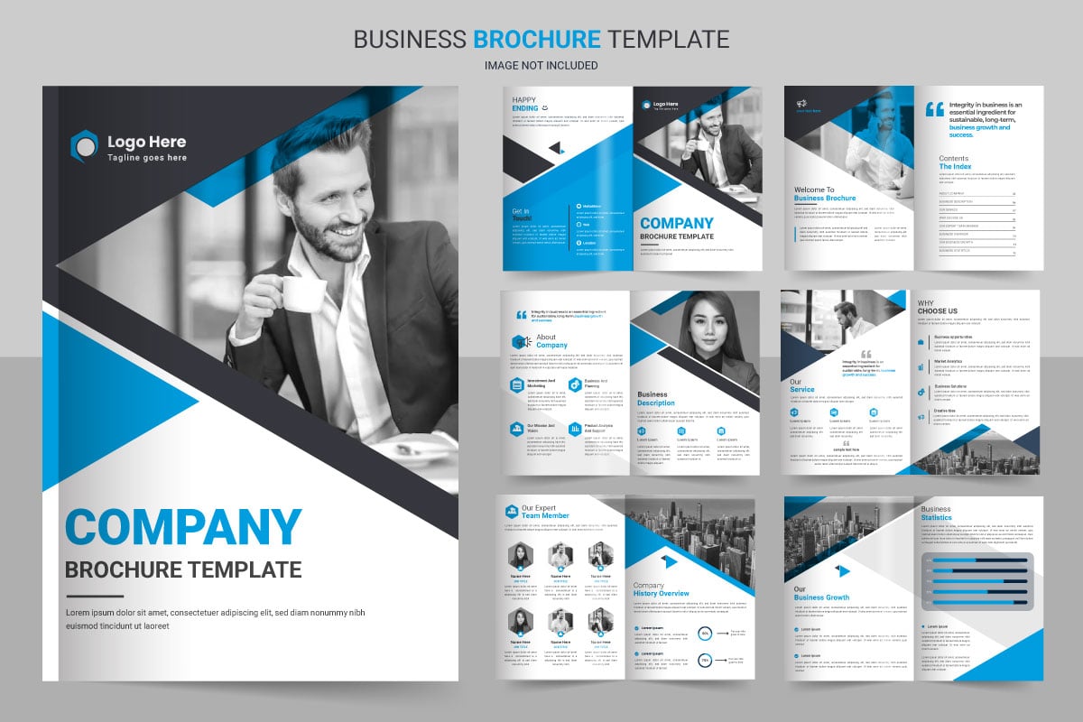 Business brochure template layout design,minimal business brochure blue  template design