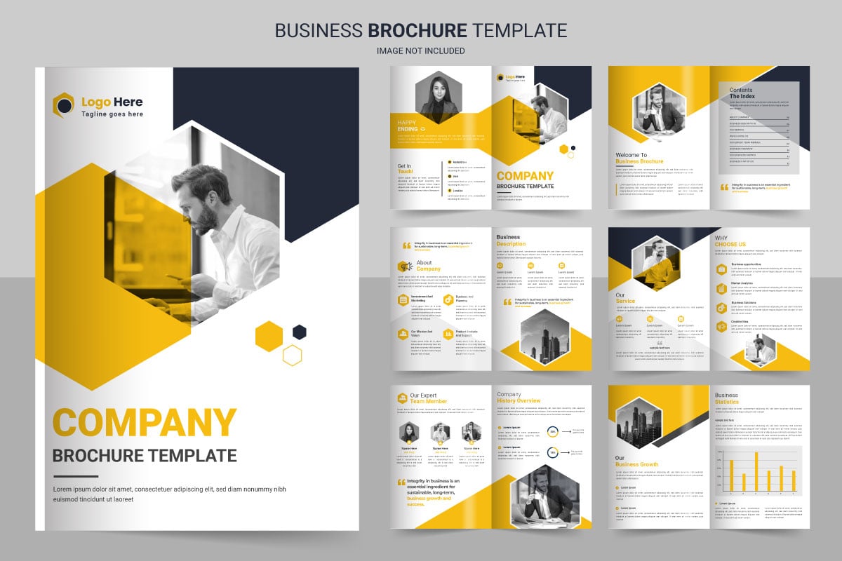 Business brochure template layout design,minimal business brochure template yellow  design