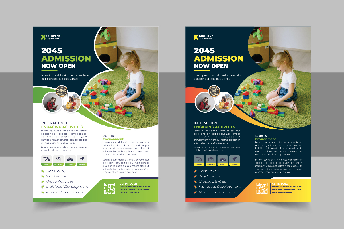 Kids back to school education flyer layout template or School admission flyer design template layout