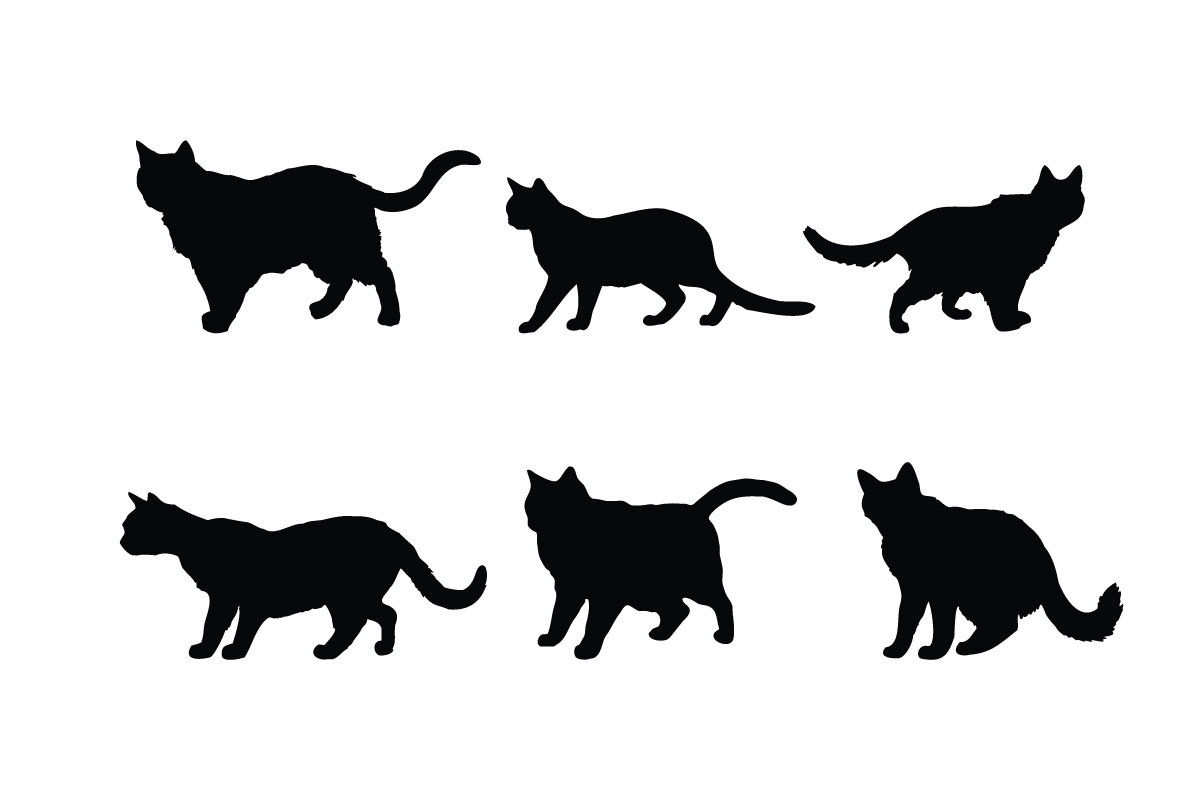 Cat walking silhouette bundle vector