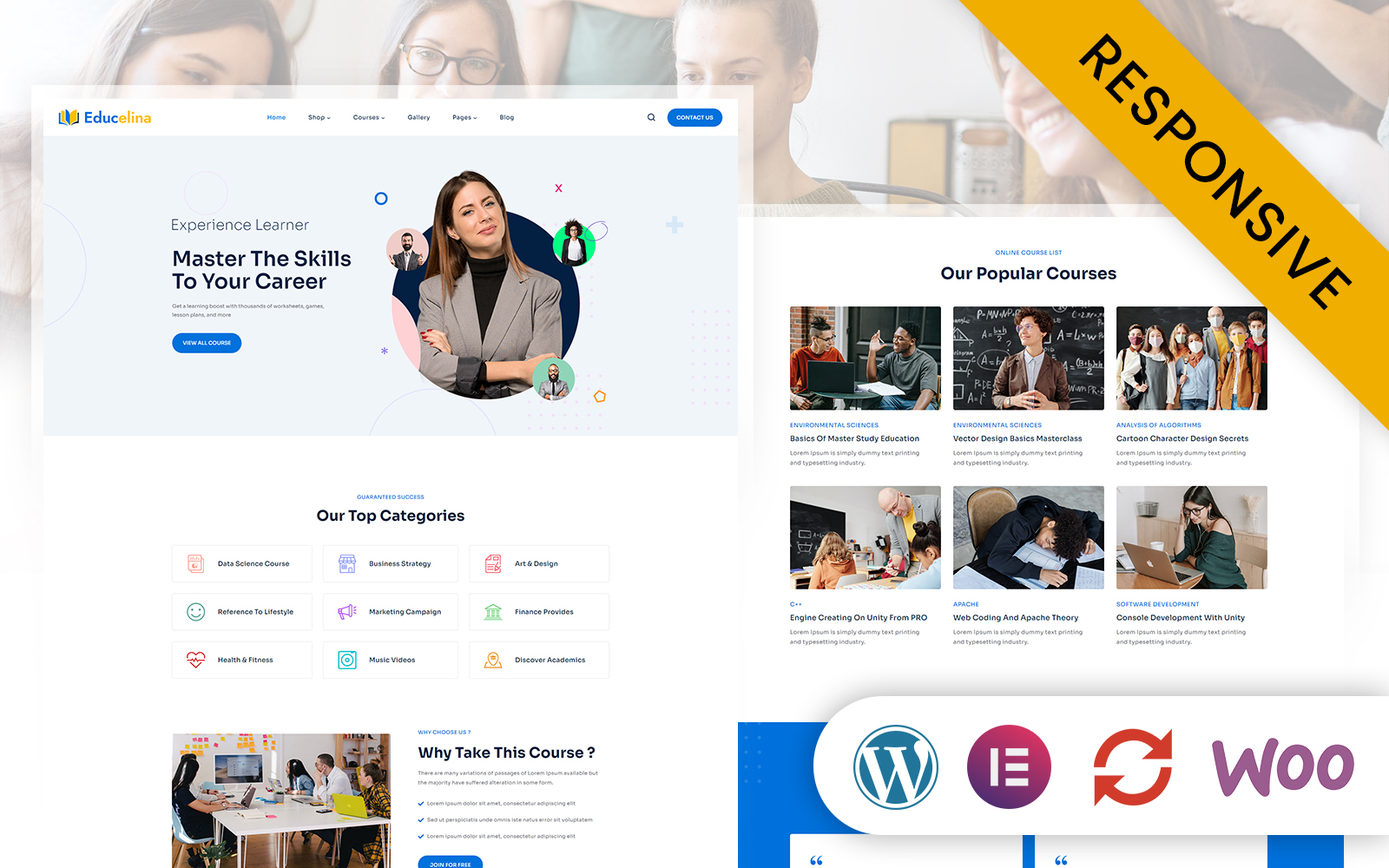 Educelina - Online Learning Courses Elementor Wordpress Theme