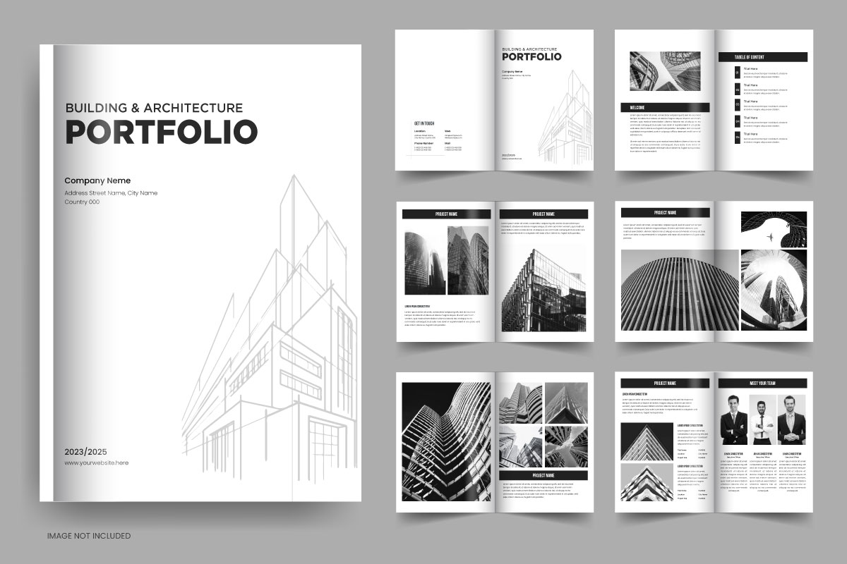 Architecture portfolio template and brochure layout