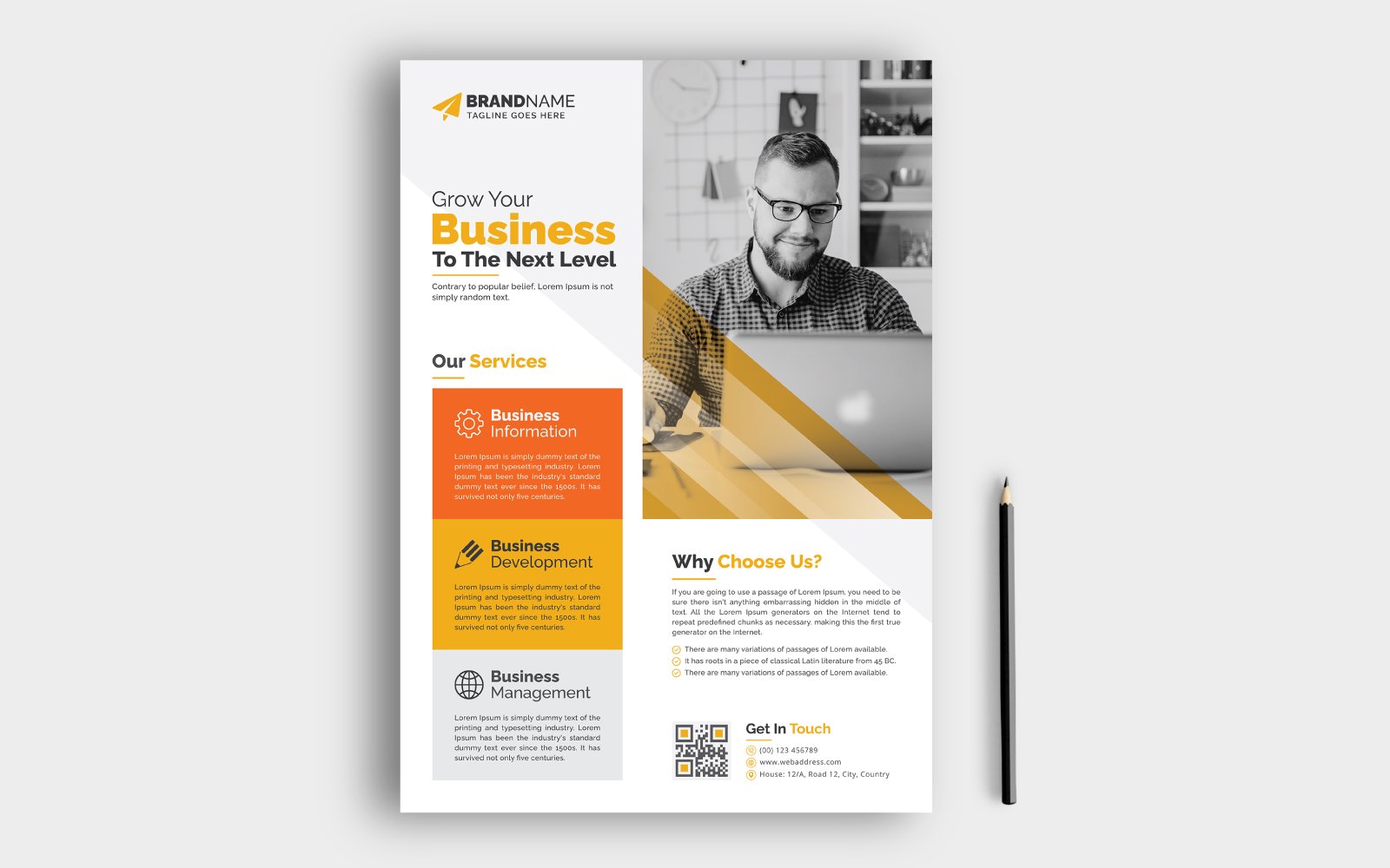 A4 Corporate Business Flyer, Leaflet, Handout, Pamphlet Template Design Example