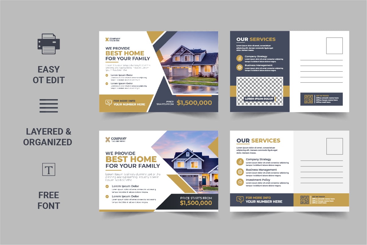 Creative Real Estate Postcard Template, Real Estate or home sale eddm Postcard