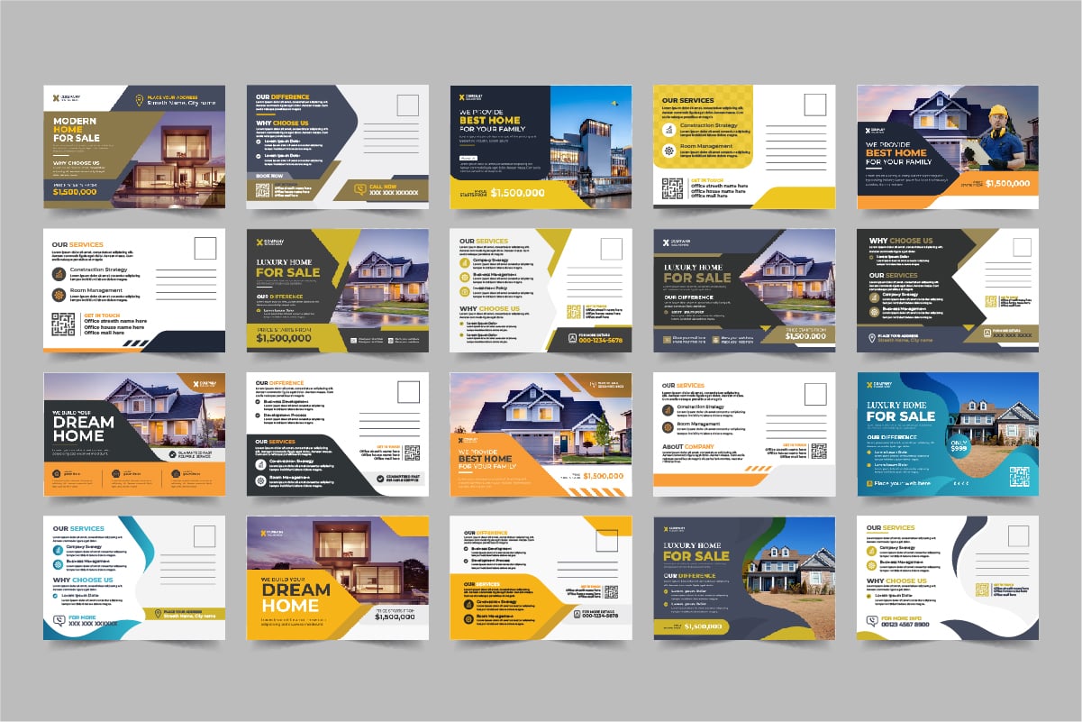 Modern Real Estate Postcard Template, Real Estate or home sale eddm Postcard Template Layout Bundle